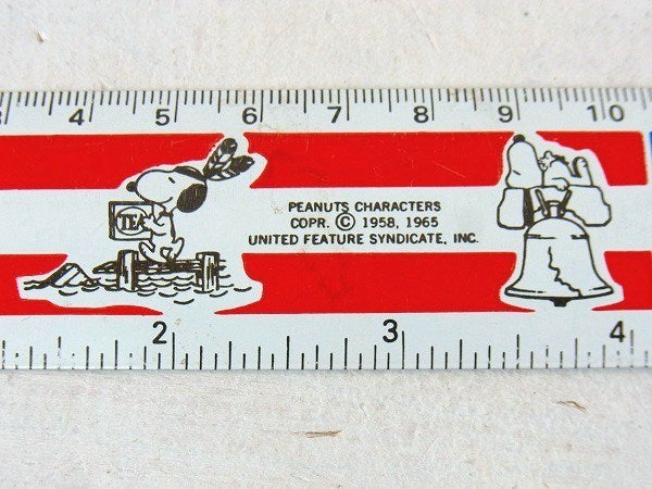 【スヌーピー】センチ&インチ表示・星条旗柄・60'sヴィンテージ・ルーラー/定規/ものさし