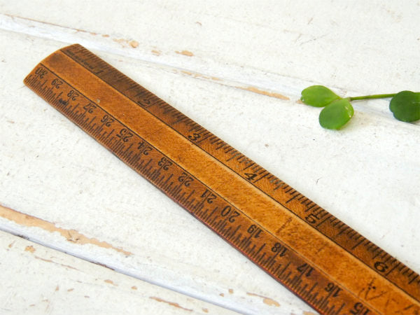 【METRIC】インチ&センチ&分度器 木製・アンティーク・定規・ルーラー・ステーショナリー