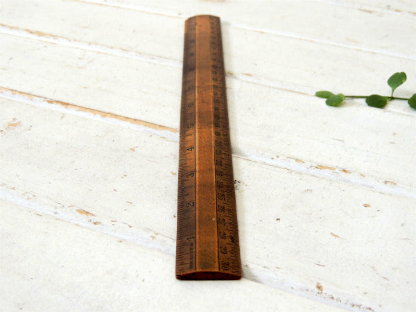 【METRIC】インチ&センチ&分度器 木製・アンティーク・定規・ルーラー・ステーショナリー