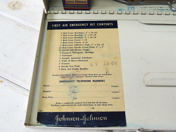 ジョンソン&ジョンソン 2段式・ホワイト・アメリカンビンテージ・救急箱・メディスンキャビネット US