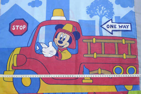 ディズニー・ミッキー 消防隊・プルート&グーフィー・ヴィンテージ・USEDピローケース・枕カバー