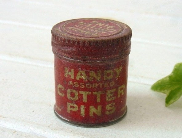 【Handy Heizs】コッターピン・赤色の小さなヴィンテージ・ティン缶/ブリキ缶 USA