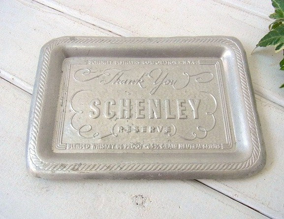 【SCHENLEY】ウイスキー・アルミ製・アンティーク・マネートレイ/キャッシュトレイ USA