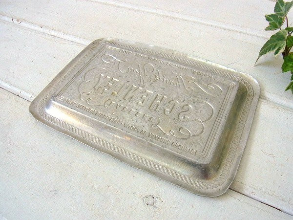 【SCHENLEY】ウイスキー・アルミ製・アンティーク・マネートレイ/キャッシュトレイ USA