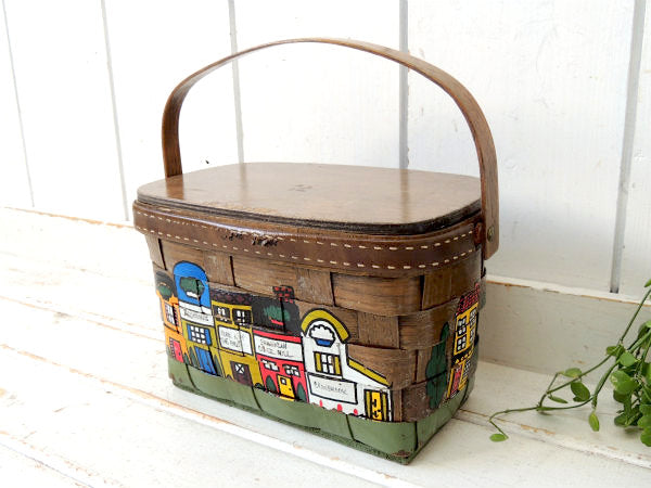 【Caro Nan】1974年・木製・ヴィンテージ・カロナンバスケット・カゴバッグ・ハンドバッグ