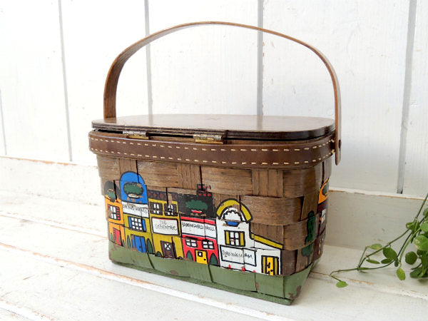 【Caro Nan】1974年・木製・ヴィンテージ・カロナンバスケット・カゴバッグ・ハンドバッグ