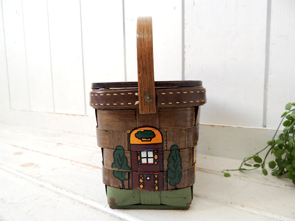 【Caro Nan】1974年・木製・ヴィンテージ・カロナンバスケット・カゴバッグ・ハンドバッグ