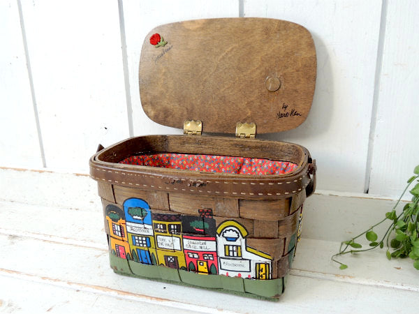 【Caro Nan】1974年・木製・ヴィンテージ・カロナンバスケット・カゴバッグ・ハンドバッグ