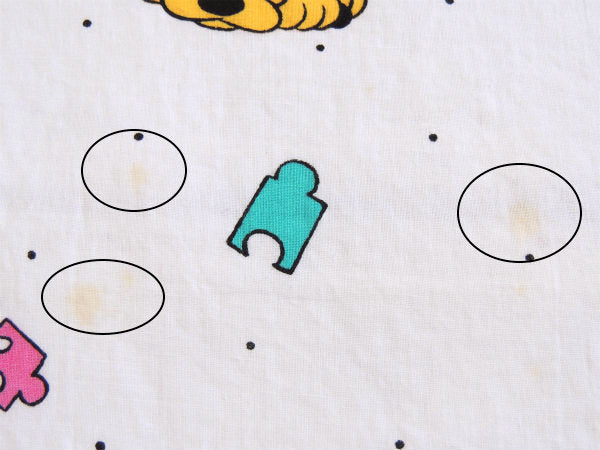 【ベビーミッキー&ミニー】パズル柄・ベビーサイズ・ヴィンテージ・ユーズドシーツ(ボックスタイプ)