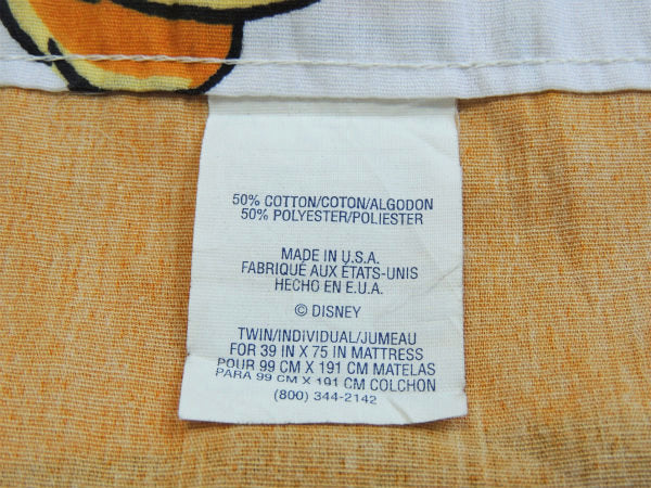 【くまのプーさん&ピグレット】お散歩柄・ヴィンテージ・ユーズドシーツ(フラットタイプ) USA