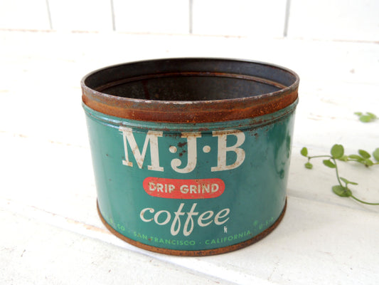 【MJB・サンフランシスコ・カリフォルニア・緑】ブリキ製・ヴィンテージ・コーヒー缶・ティン缶