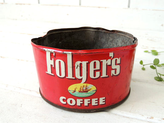 1952's フォルジャーズ レッド・ブリキ製・ヴィンテージ・コーヒー缶 ティン缶 USA