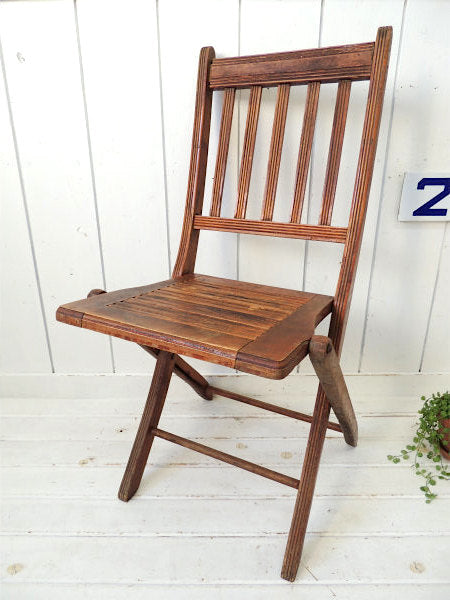 【USA・木製】アンティーク・フォールディングチェア・折り畳みイス・椅子・インテリア家具