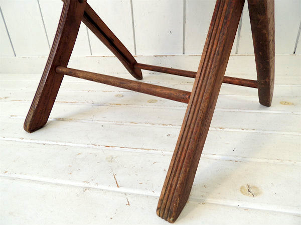 【USA・木製】アンティーク・フォールディングチェア・折り畳みイス・椅子・インテリア家具
