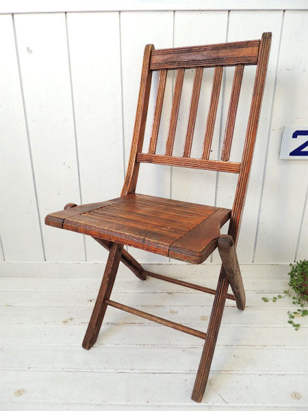 アメリカ製・アンティーク・木製チェア/フォールディングチェア/折り畳みイス/椅子③