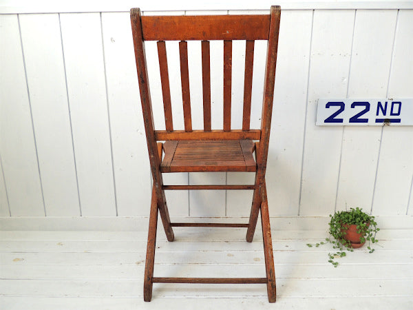 アメリカ製・アンティーク・木製チェア/フォールディングチェア/折り畳みイス/椅子③