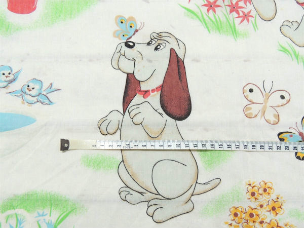 【パウンドパピーズ】たくさんの子犬・80's・ヴィンテージ・ユーズドシーツ(フラットタイプ) USA