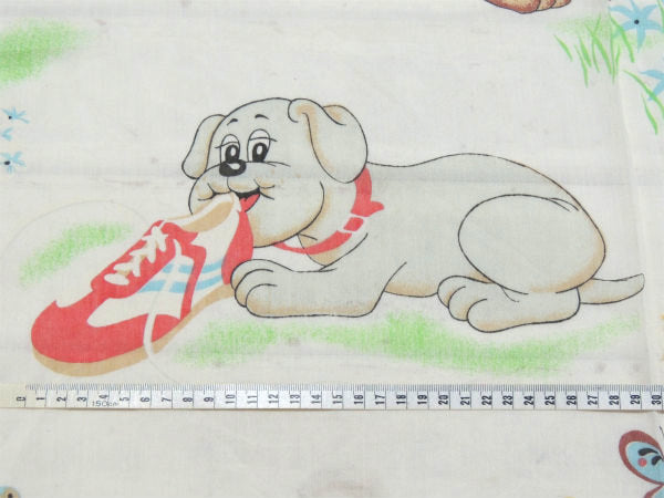 【パウンドパピーズ】たくさんの子犬・80's・ヴィンテージ・ユーズドシーツ(フラットタイプ) USA