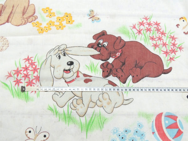 【パウンドパピーズ】たくさんの子犬・80's・ヴィンテージ・ユーズドシーツ(フラットタイプ) USA