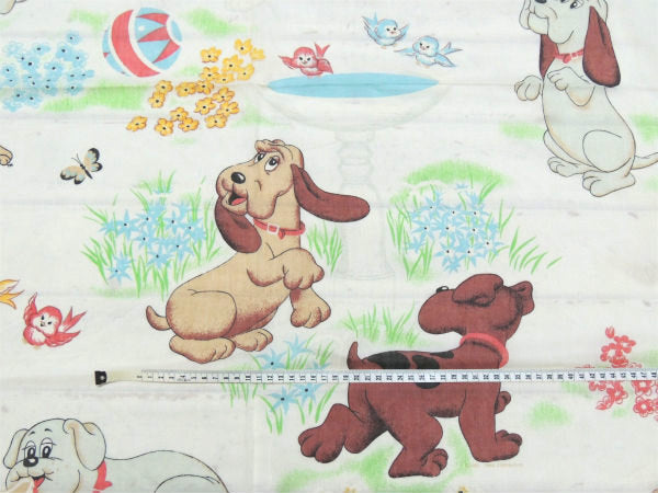 【パウンドパピーズ】たくさんの子犬・80's・ヴィンテージ・ユーズドシーツ(フラットタイプ) USA