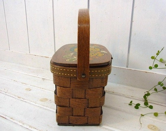 【Caro-Nan】カメの親子柄・アンティーク・カロナンバスケット/カゴバッグ/ハンドバッグ USA