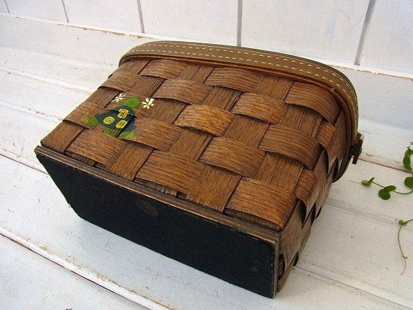 【Caro-Nan】カメの親子柄・アンティーク・カロナンバスケット/カゴバッグ/ハンドバッグ USA