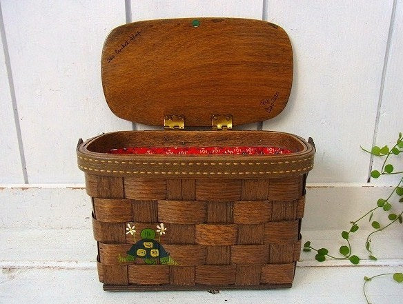 【Caro-Nan】カメの親子柄・アンティーク・カロナンバスケット/カゴバッグ/ハンドバッグ USA