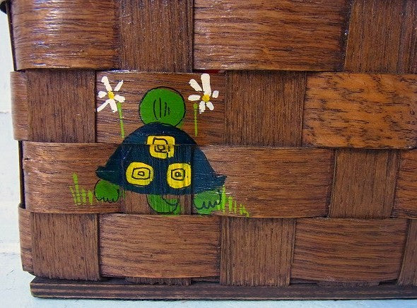 【Caro-Nan】カメの親子柄・アンティーク・カロナンバスケット/カゴバッグ/ハンドバッグ USA