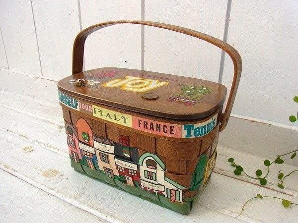 【Caro-Nan】1964年・トラベルシリーズ・アンティーク・カロナンバスケット/カゴバッグ