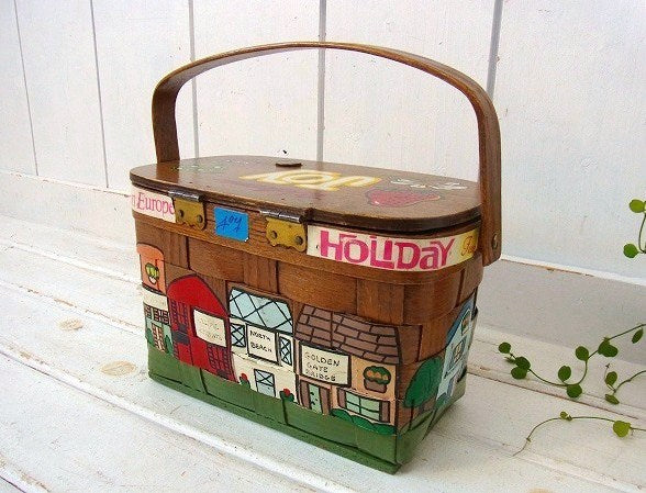 【Caro-Nan】1964年・トラベルシリーズ・アンティーク・カロナンバスケット/カゴバッグ