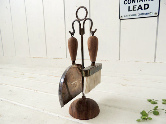 【PM ITALY】シルバー製・アンティーク・テーブルブラシ&ダストパン&スタンド・3点セット