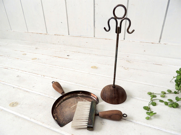 【PM ITALY】シルバー製・アンティーク・テーブルブラシ&ダストパン&スタンド・3点セット