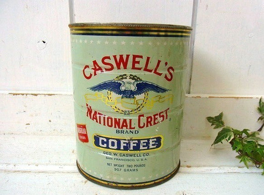 【CASWELL'S】若草色のヴィンテージ・コーヒー缶/ティン缶 USA