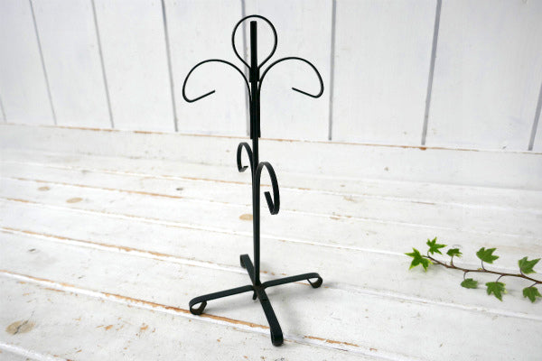 レトロ ブラックカラー アイアン製 4客用 70's ヴィンテージ マグツリー マグカップホルダー
