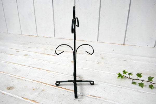 レトロ ブラックカラー アイアン製 4客用 70's ヴィンテージ マグツリー マグカップホルダー