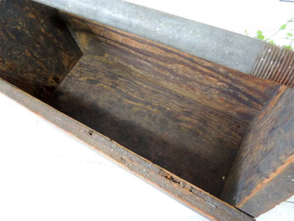 木製×アイアン製・シャビーなヴィンテージ・ツールボックス/キャリーケース/木箱/工具ケース USA