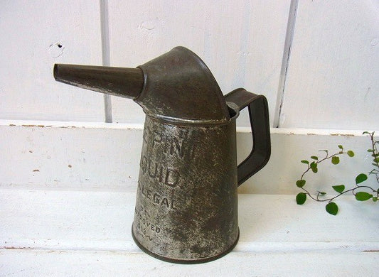 ロゴ入りの小さなブリキ製・アンティーク・オイルジャグ/水差し 　USA