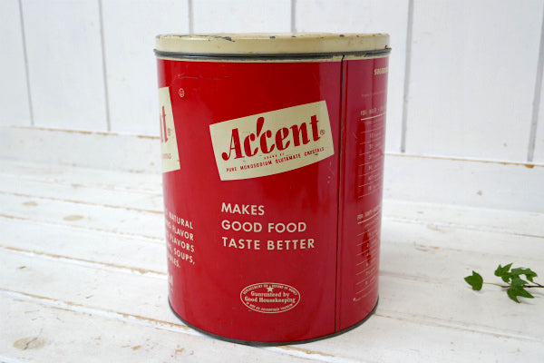 Accent フード&フレーバー・レッド×クリーム・ヴィンテージ・ティン缶・ブリキ缶・収納缶