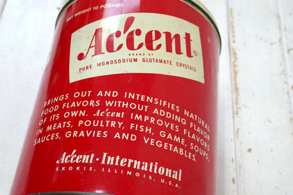 Accent フード&フレーバー・レッド×クリーム・ヴィンテージ・ティン缶・ブリキ缶・収納缶