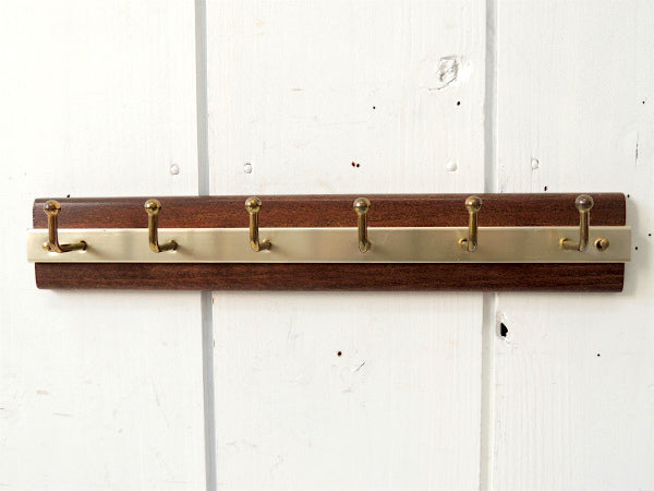 木製×ゴールドメタル製・ミッドセンチュリー・ヴィンテージ・ウォールフック/壁掛けフック USA