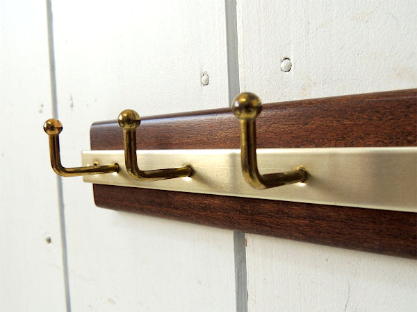 木製×ゴールドメタル製・ミッドセンチュリー・ヴィンテージ・ウォールフック/壁掛けフック USA