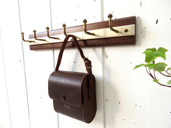 木製×ゴールドメタル製・ミッドセンチュリー・ヴィンテージ・ウォールフック/壁掛けフック USA