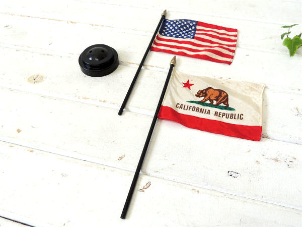 星条旗&カリフォルニア州旗・ヴィンテージ・卓上フラッグ・フラッグ・USA