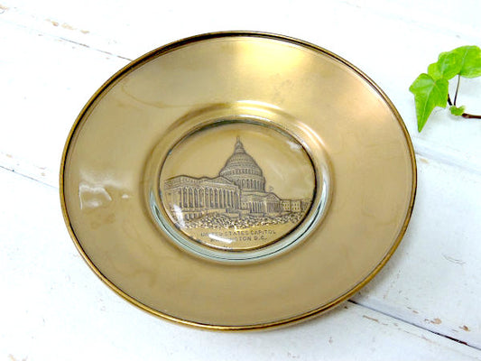 アメリカ合衆国議会 議事堂 ビンテージ・ブロンズ&ガラス皿・コインディッシュ・プレート US