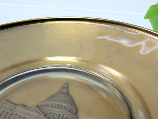 アメリカ合衆国議会 議事堂 ビンテージ・ブロンズ&ガラス皿・コインディッシュ・プレート US