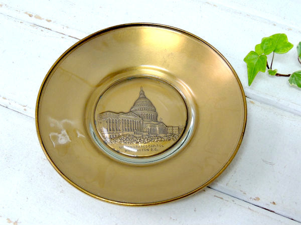 アメリカ合衆国議会 議事堂 ビンテージ・ブロンズ&ガラス皿・コインディッシュ・プレート US