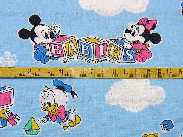 【ベビーミッキー&ミニー】ディズニー・デッドストック・80'sヴィンテージ・ファブリック/生地