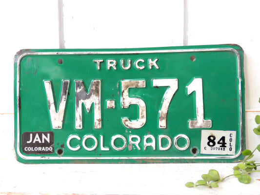 【コロラド州・トラック】ヴィンテージ・ナンバープレート・カーライセンスプレート・緑色