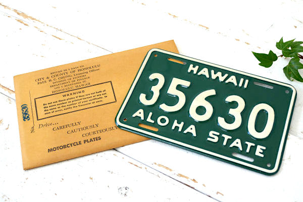 HAWAII 35630 1960年 バイク用・ビンテージ・ナンバープレート・USA・デッドストック