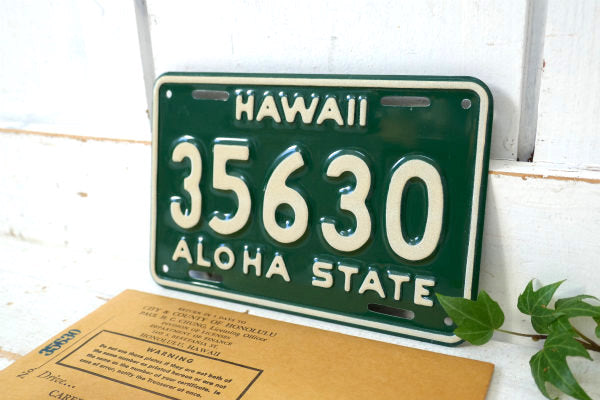 HAWAII 35630 1960年 バイク用・ビンテージ・ナンバープレート・USA・デッドストック